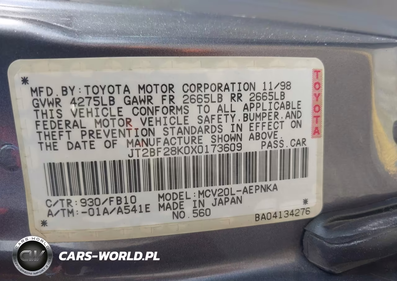 1999 Toyota Camry Le V6 VIN:JT2BF28K0X0173609 - 9