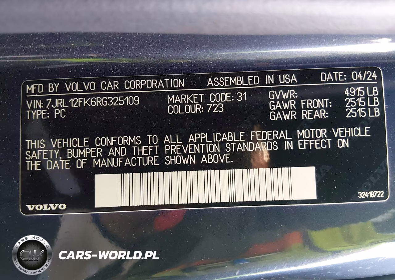 2024 Volvo S60 B5 Core Dark Theme VIN:7JRL12FK6RG325109 - 9