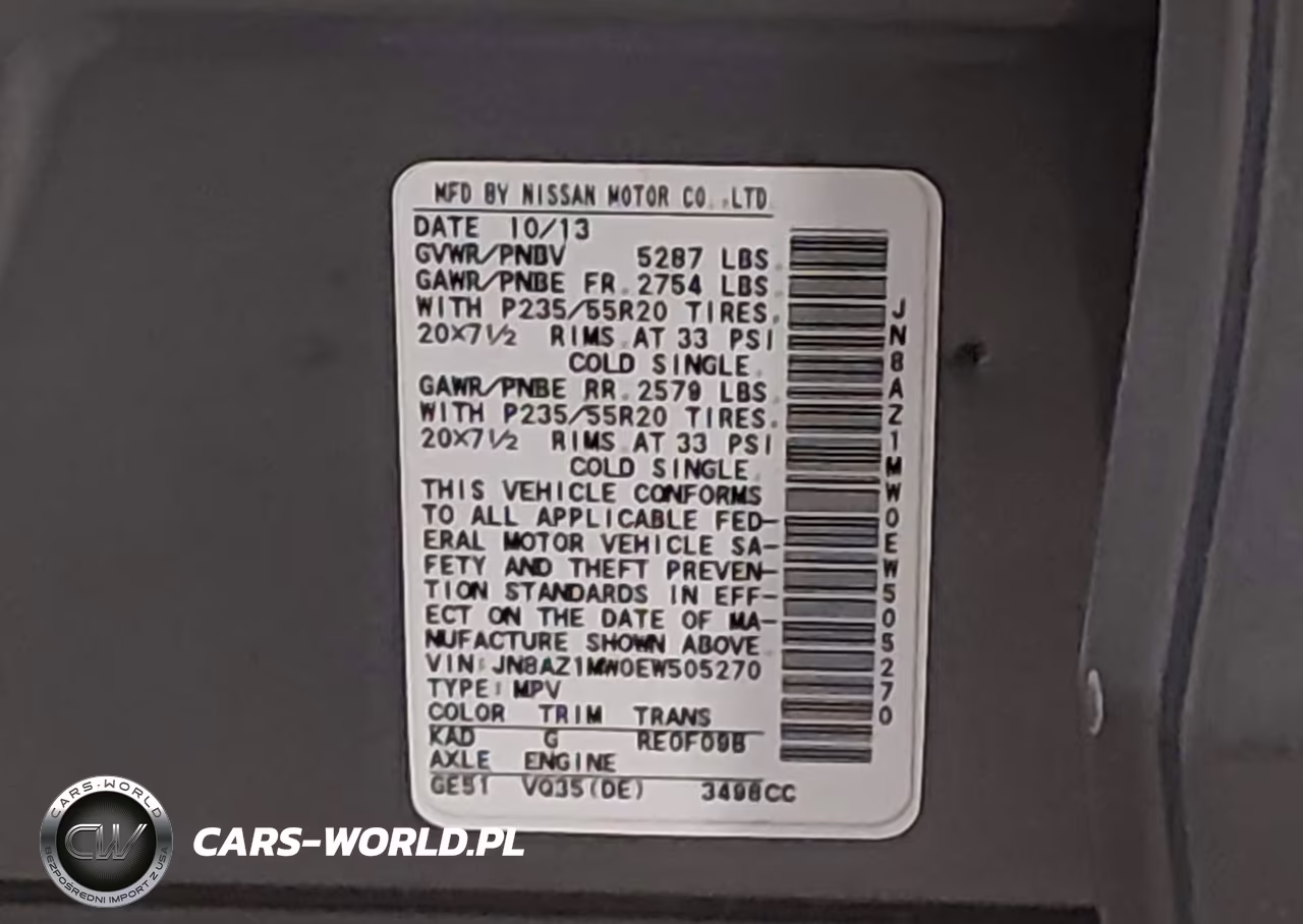 2014 Nissan Murano Le VIN:JN8AZ1MW0EW505270 - 9