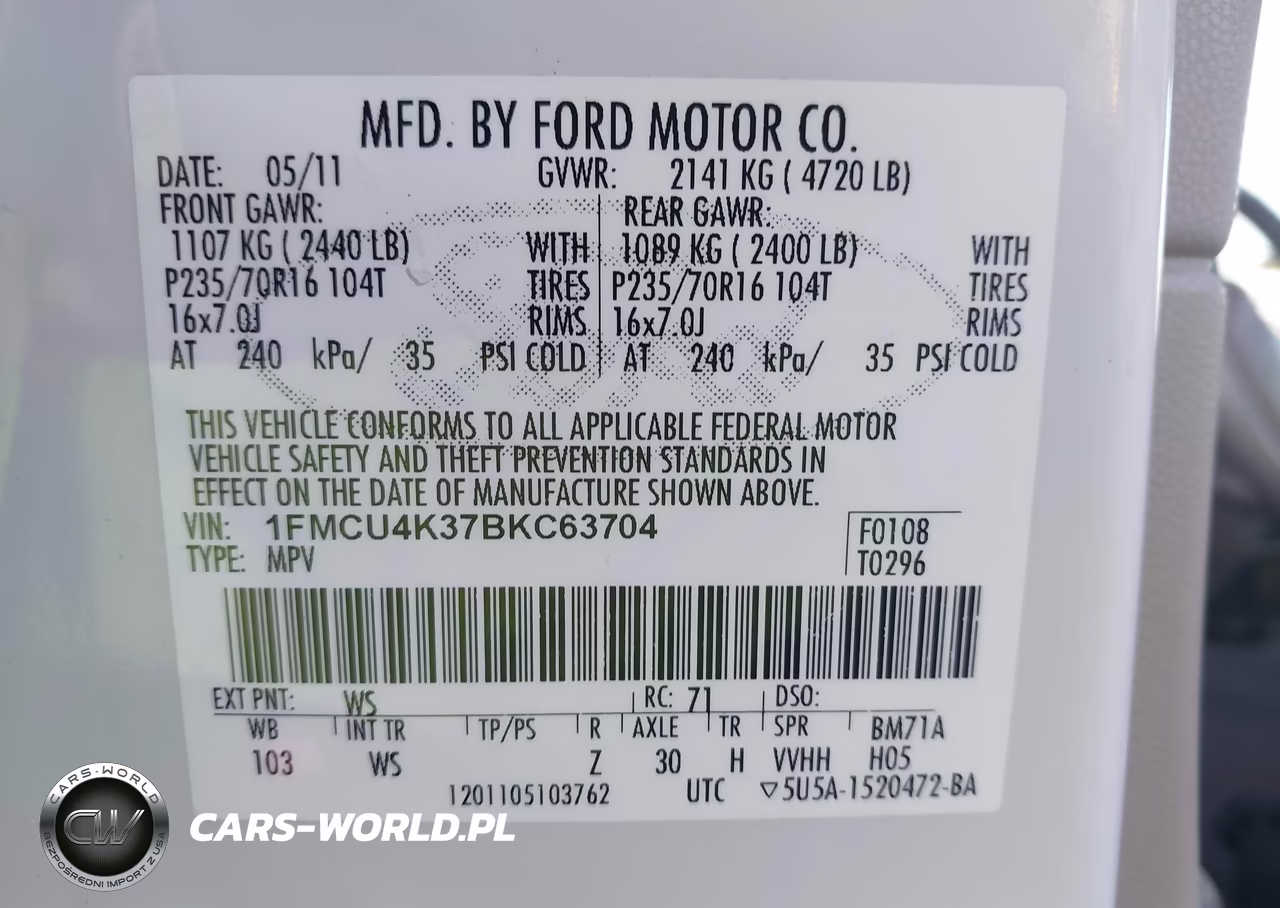 2011 Ford Escape Hybrid VIN:1FMCU4K37BKC63704 - 9