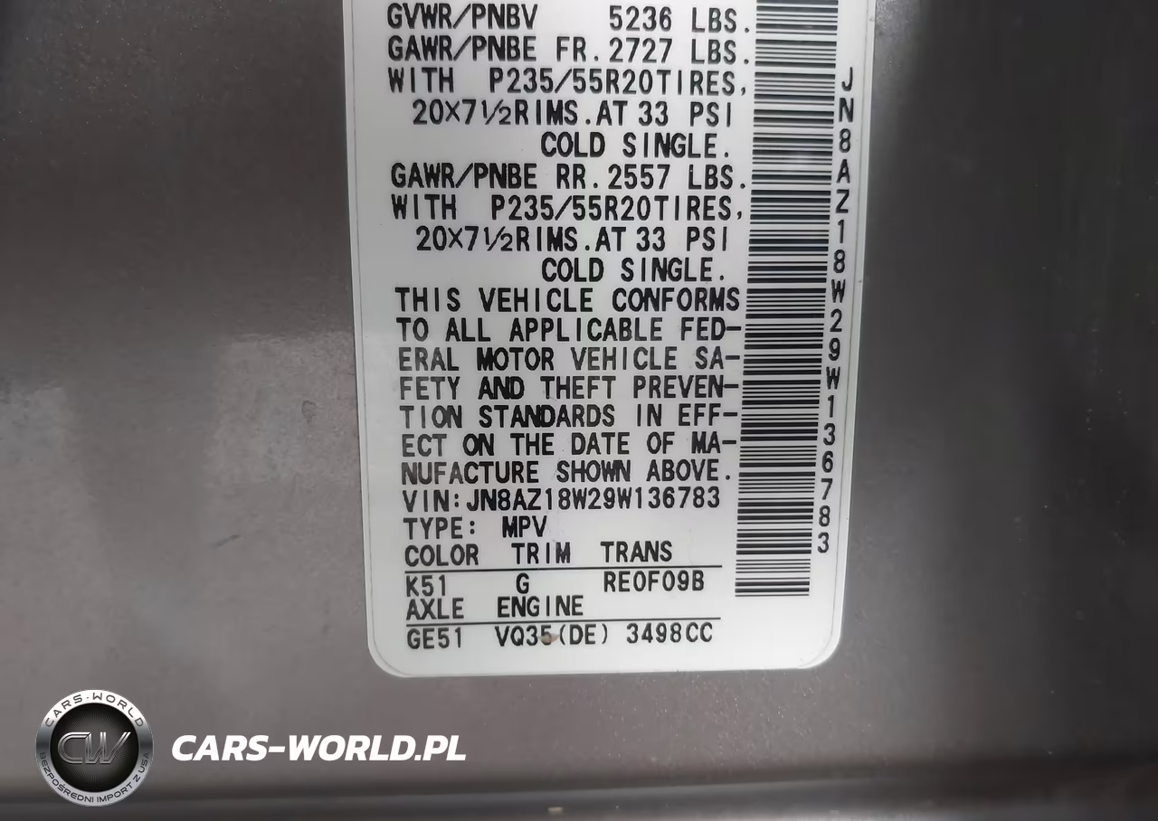 2009 Nissan Murano Le VIN:JN8AZ18W29W136783 - 9