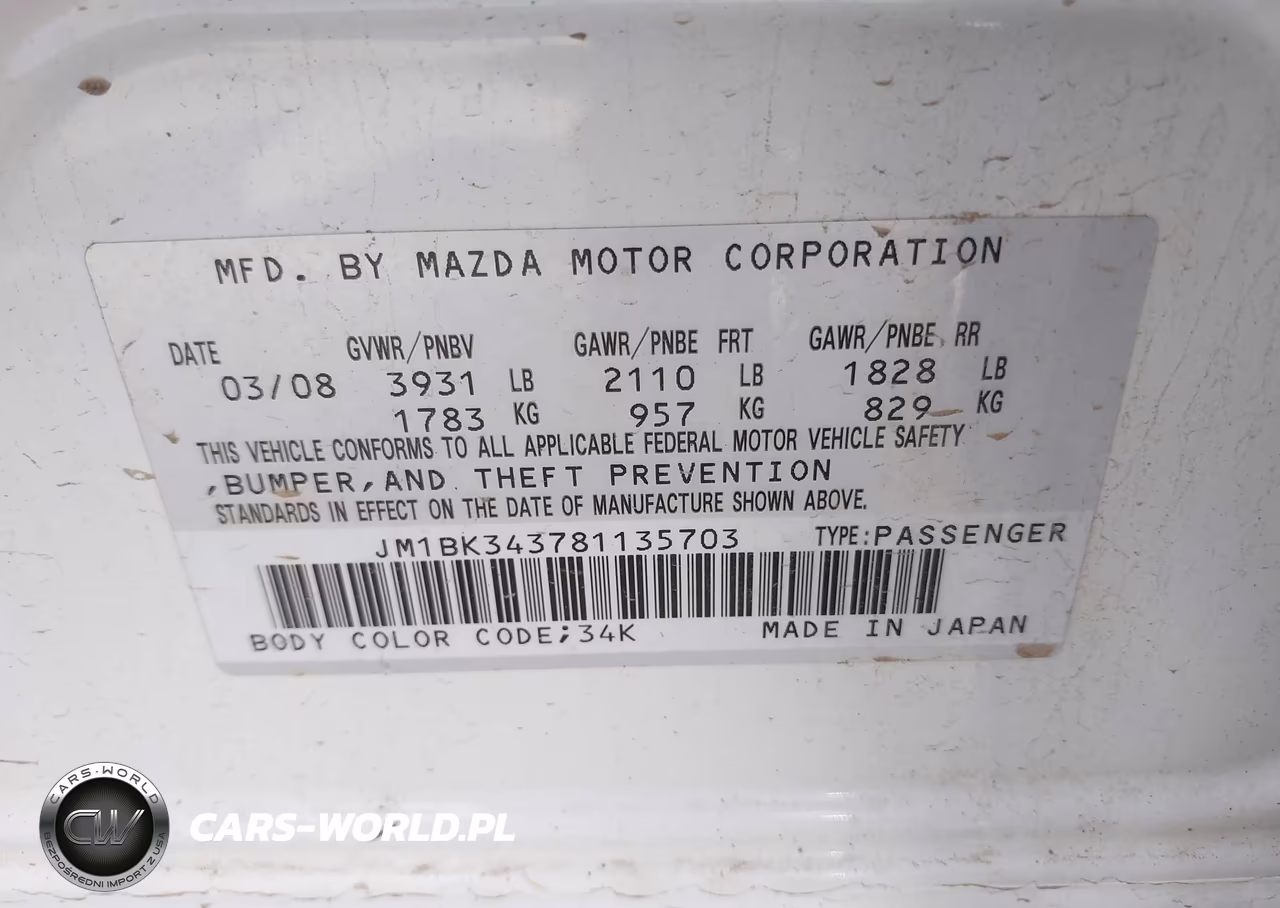 2008 Mazda Mazda3 S Sport VIN:JM1BK343781135703 - 9