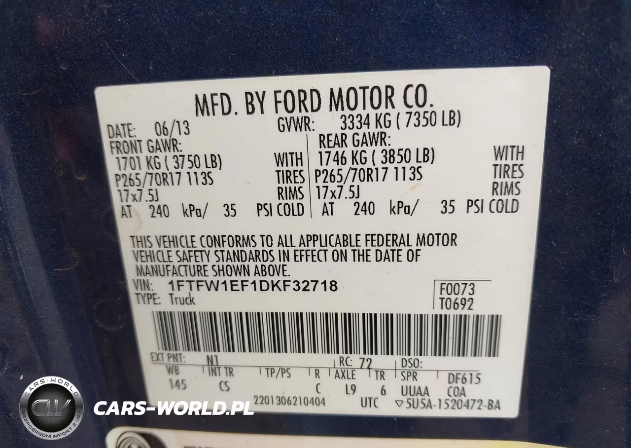 2013 Ford F-150 Xl VIN:1FTFW1EF1DKF32718 - 9