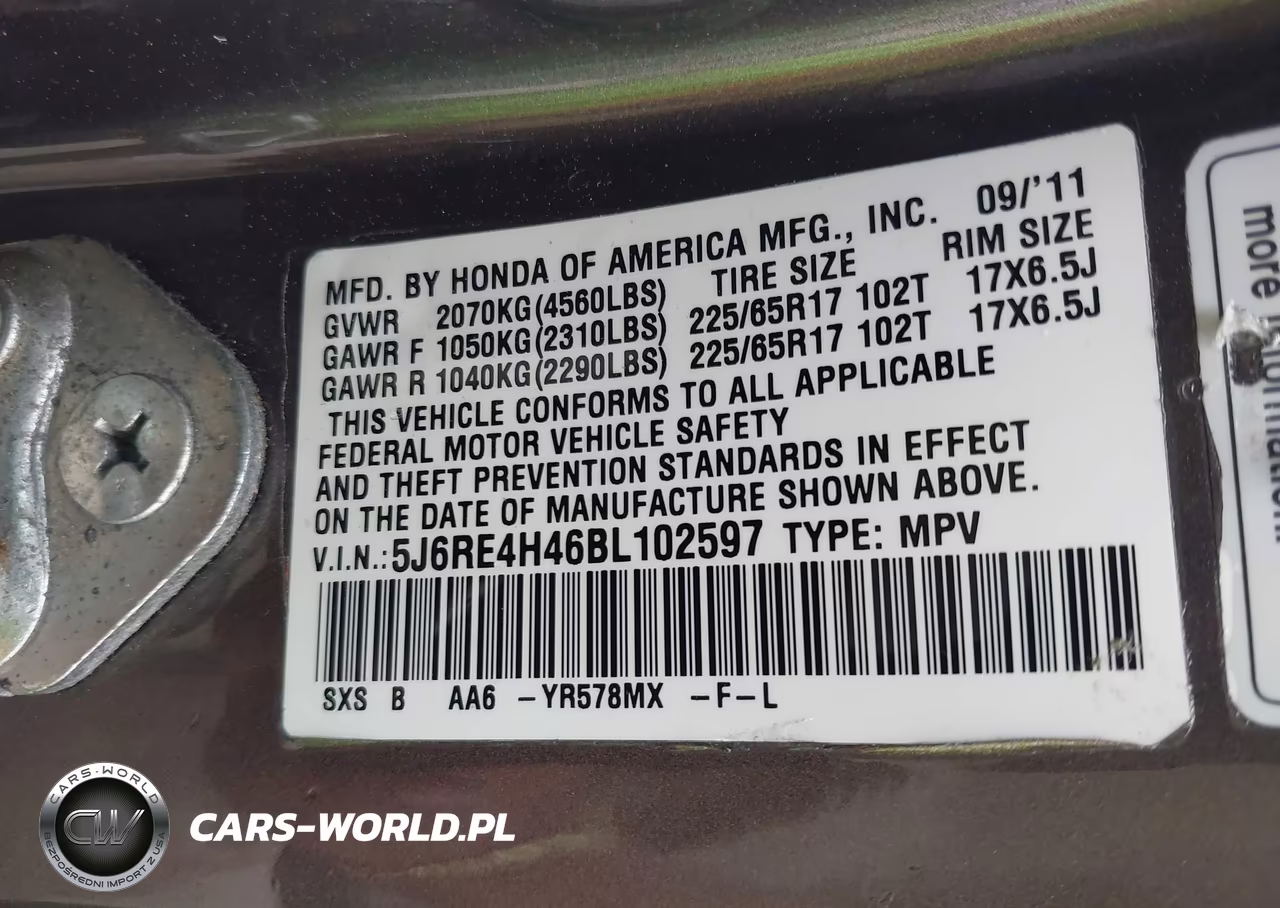 2011 Honda Cr-V Se VIN:5J6RE4H46BL102597 - 9