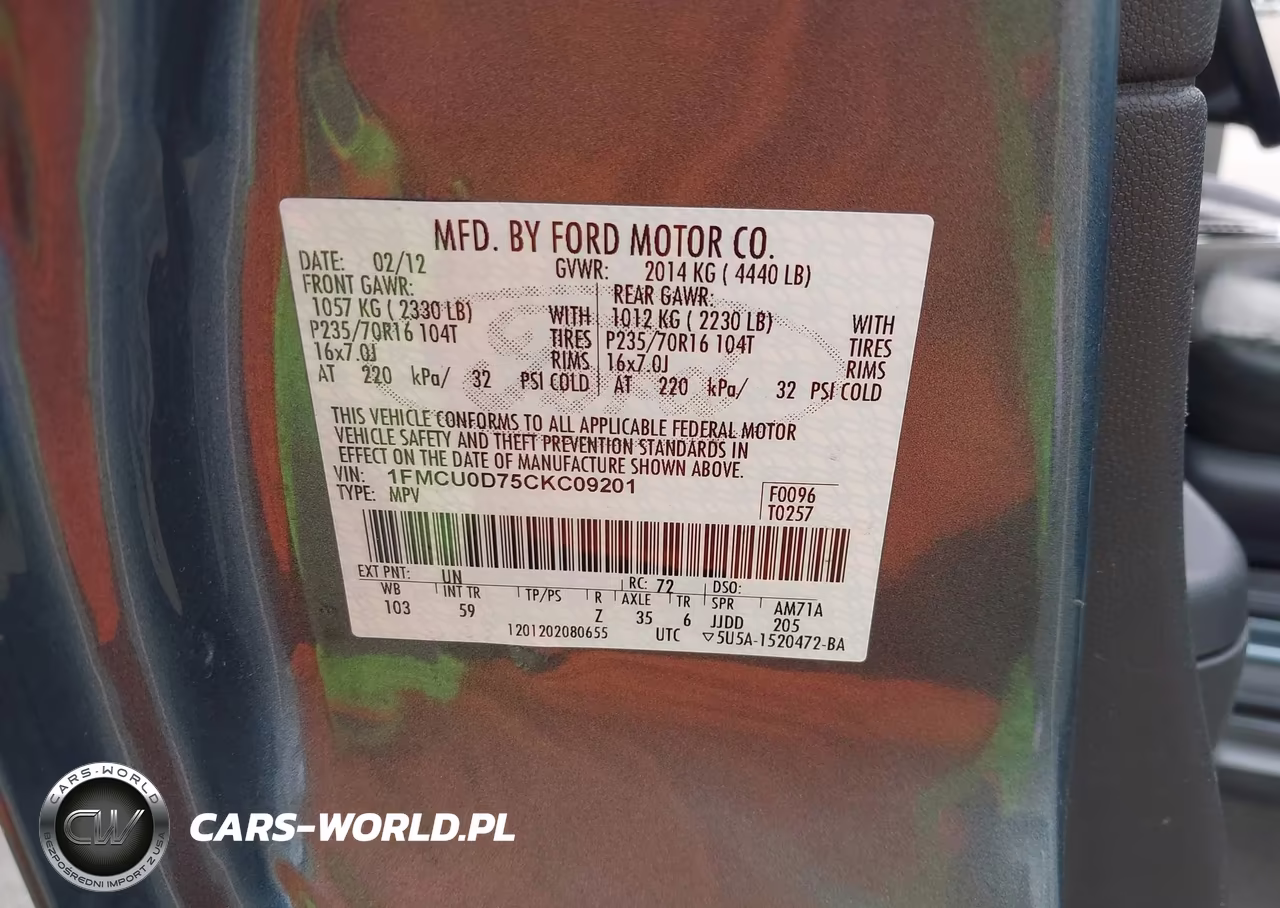2012 Ford Escape Xlt VIN:1FMCU0D75CKC09201 - 9