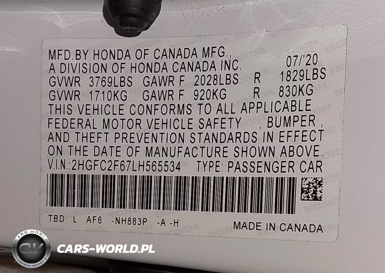 2020 Honda Civic Lx VIN:2HGFC2F67LH565534 - 9