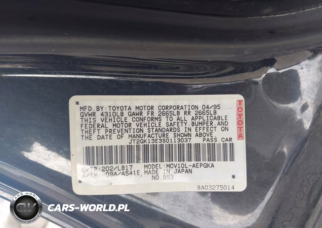 1995 Toyota Camry Xle VIN:JT2GK13E3S0113037 - 9