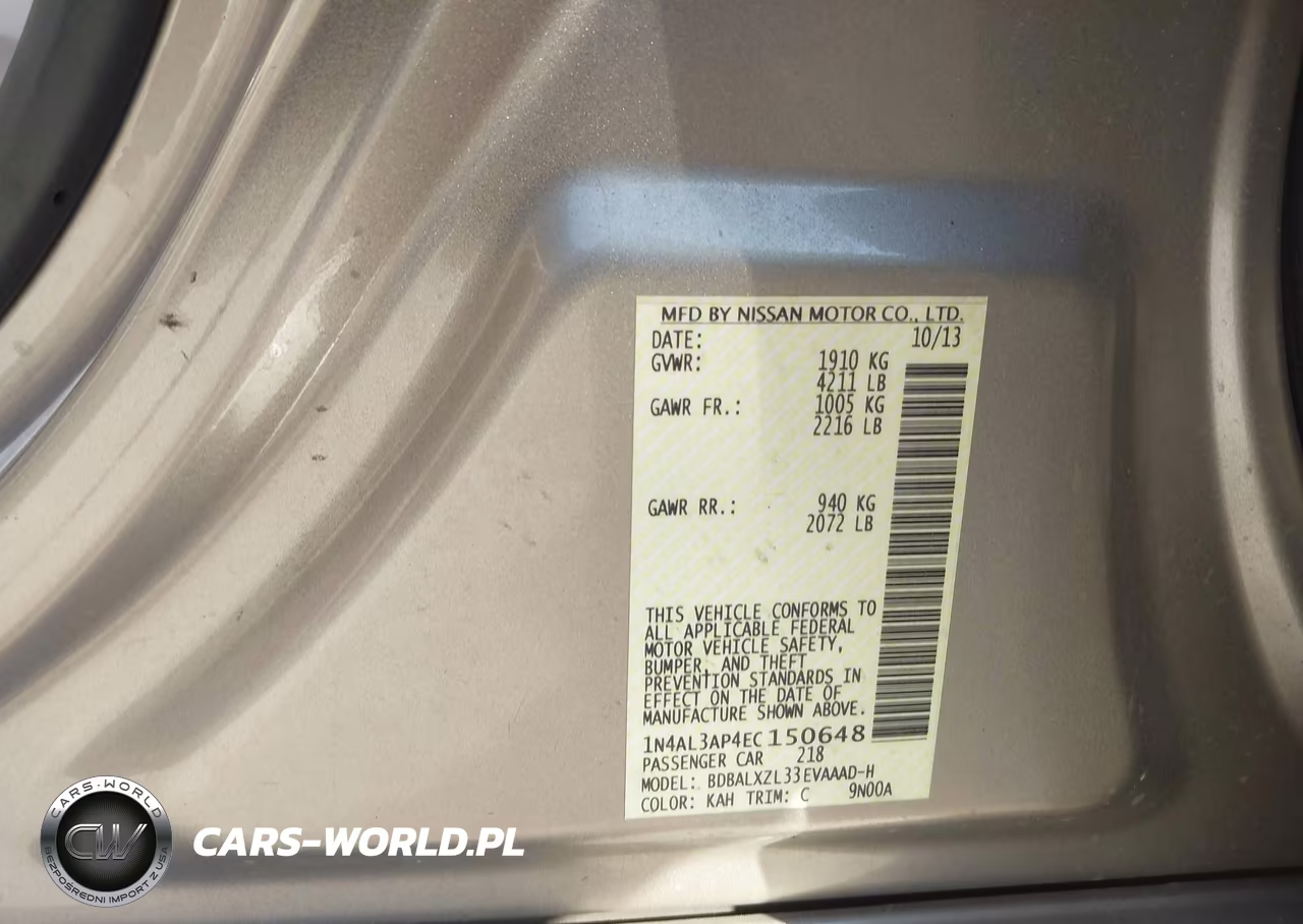 2014 Nissan Altima 2.5 Sl VIN:1N4AL3AP4EC150648 - 9