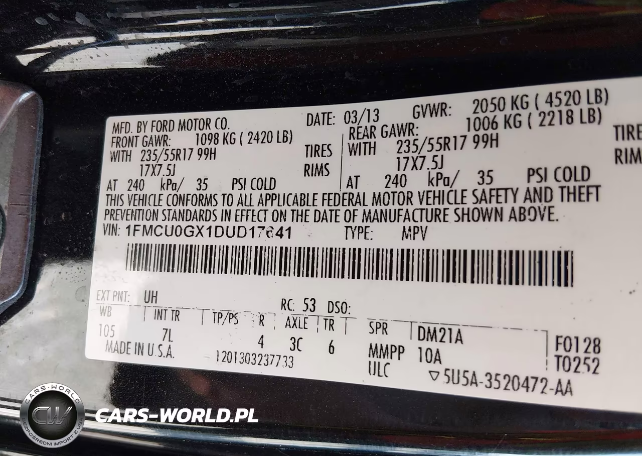 2013 Ford Escape Se VIN:1FMCU0GX1DUD17641 - 9