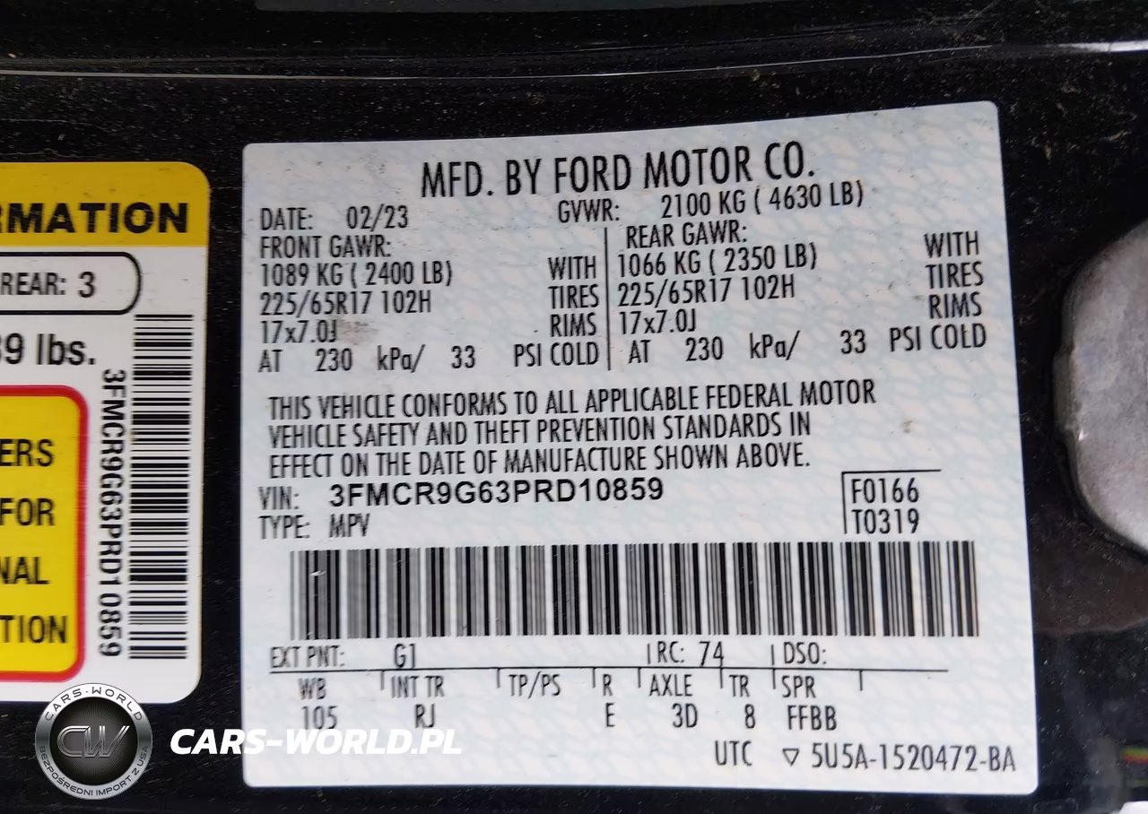 2023 Ford Bronco Sport Heritage VIN:3FMCR9G63PRD10859 - 9