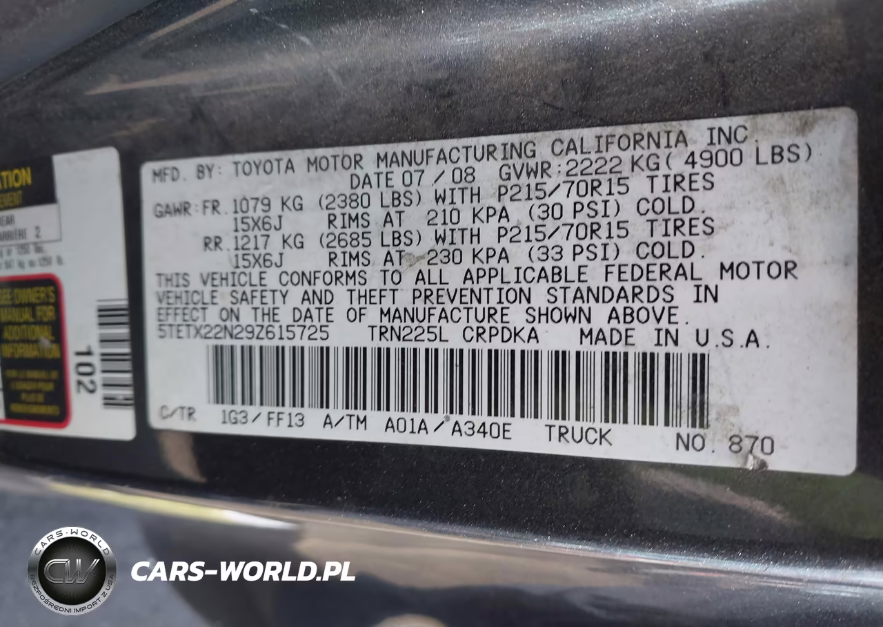 2009 Toyota Tacoma VIN:5TETX22N29Z615725 - 9