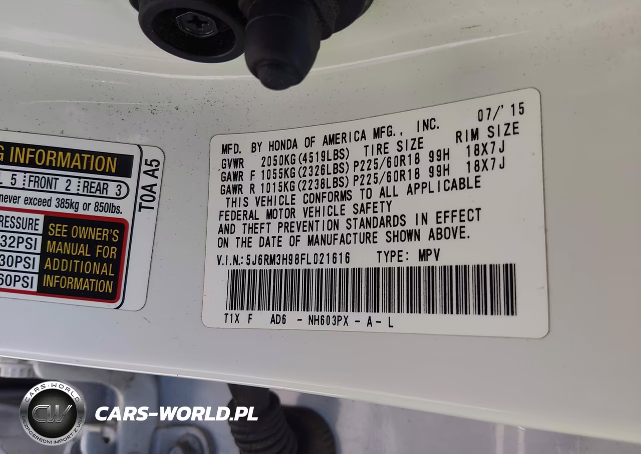 2015 Honda Cr-V Touring VIN:5J6RM3H98FL021616 - 9