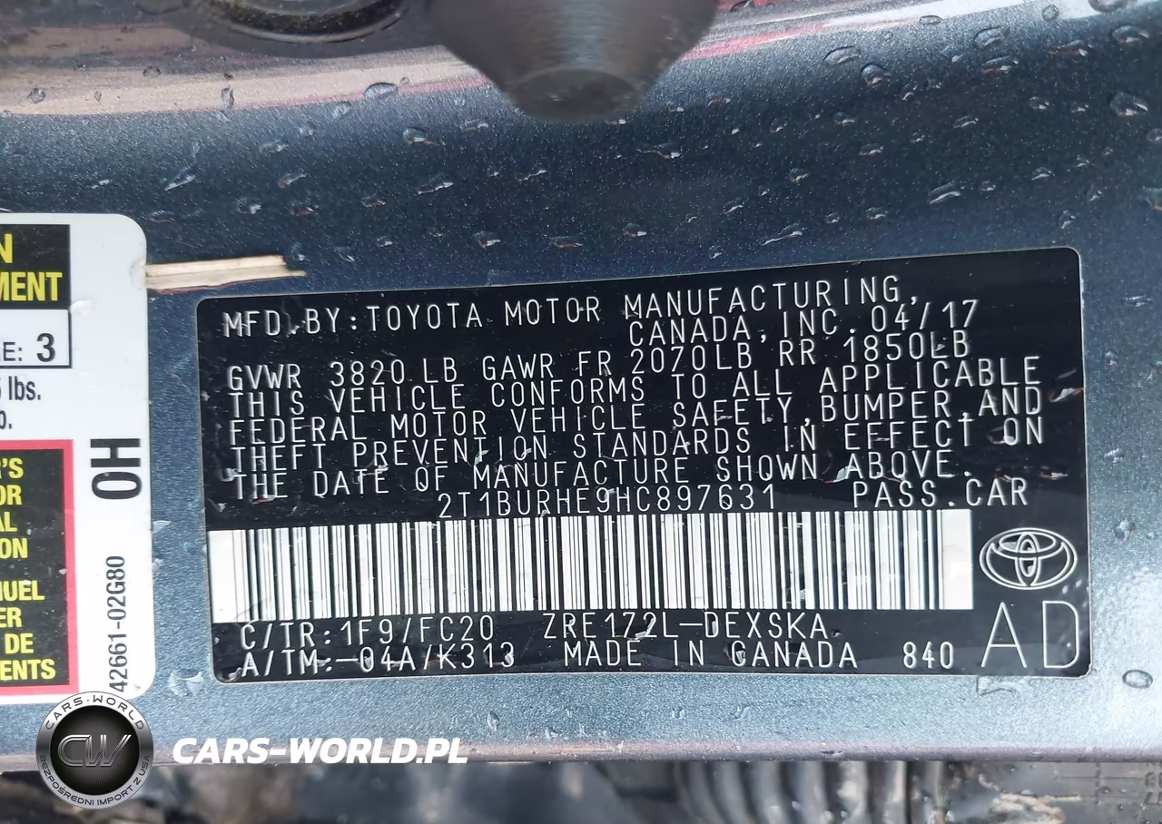 2017 Toyota Corolla Se VIN:2T1BURHE9HC897631 - 9