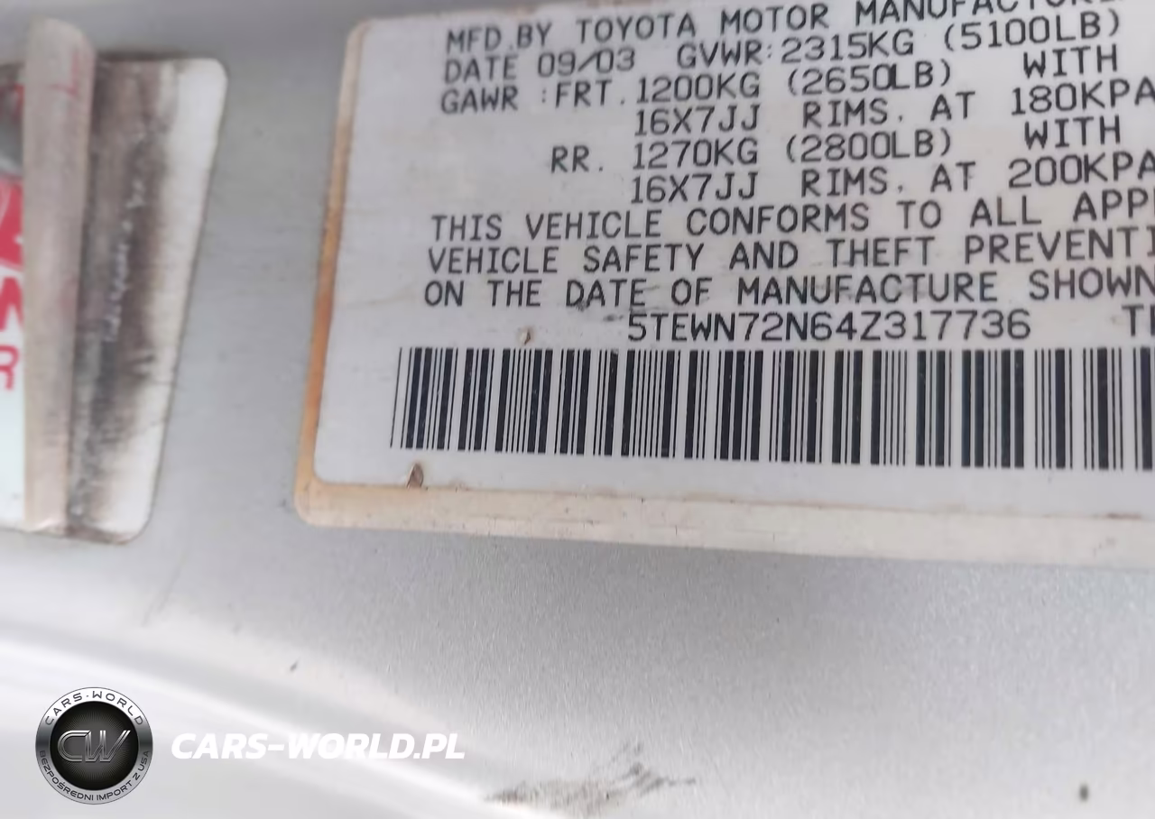 2004 Toyota Tacoma Base V6 VIN:5TEWN72N64Z317736 - 9