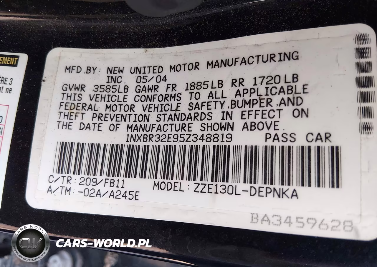 2005 Toyota Corolla Le VIN:1NXBR32E95Z348819 - 9