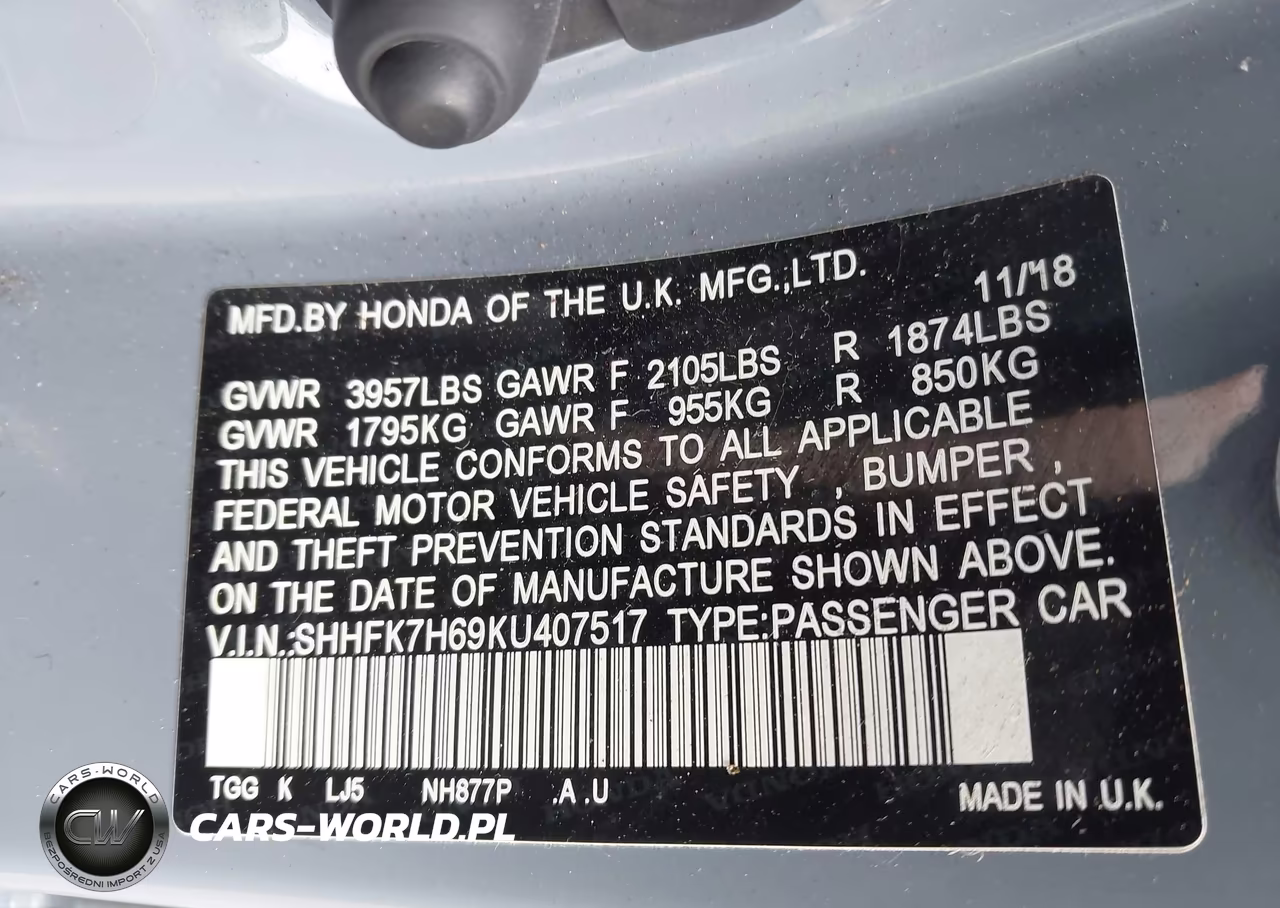 2019 Honda Civic Ex VIN:SHHFK7H69KU407517 - 9