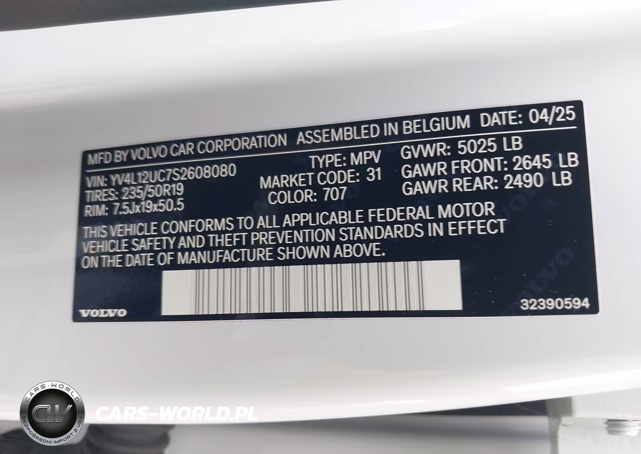 2025 Volvo Xc40 B5 Plus Dark Theme VIN:YV4L12UC7S2608080 - 9