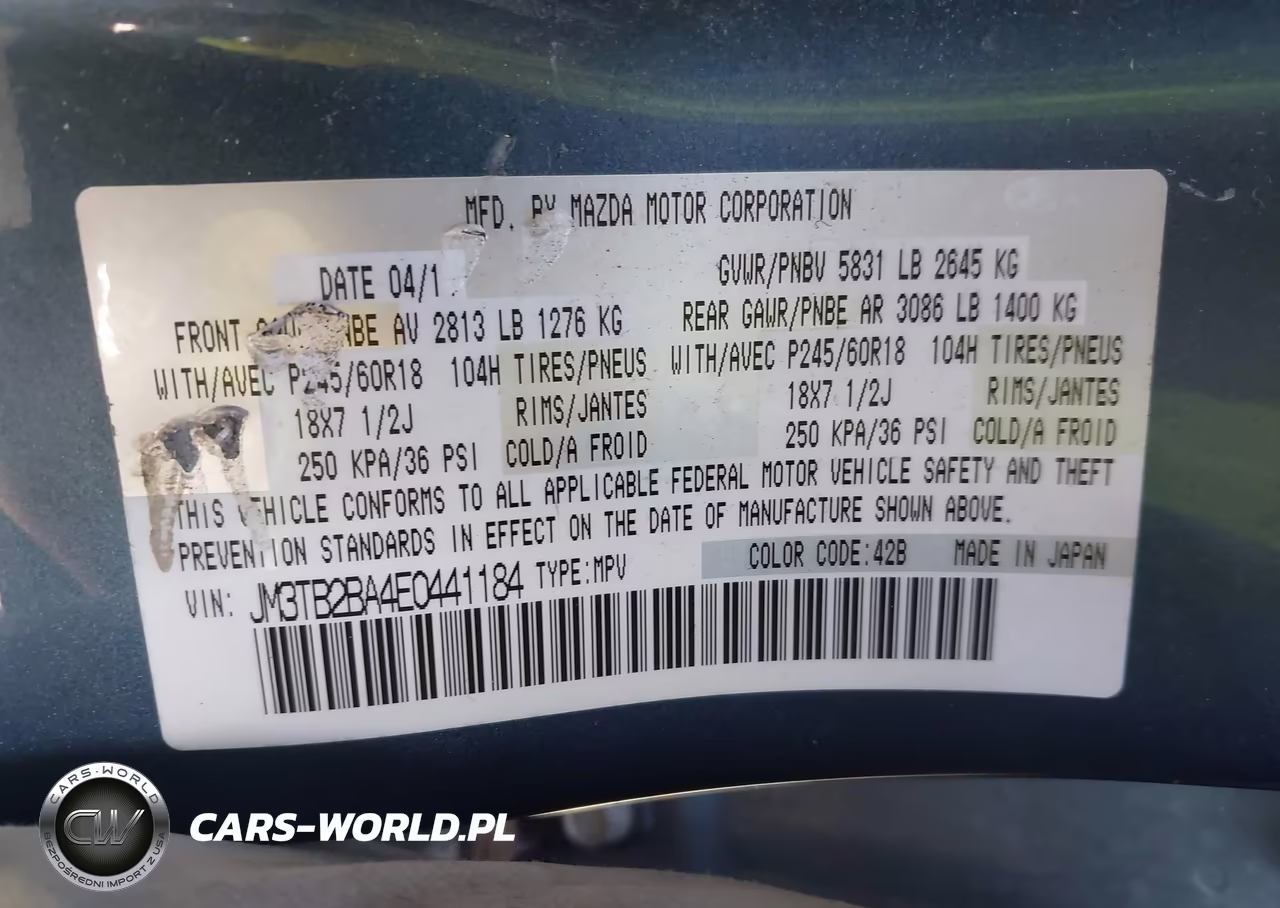 2014 Mazda Cx-9 Sport VIN:JM3TB2BA4E0441184 - 9