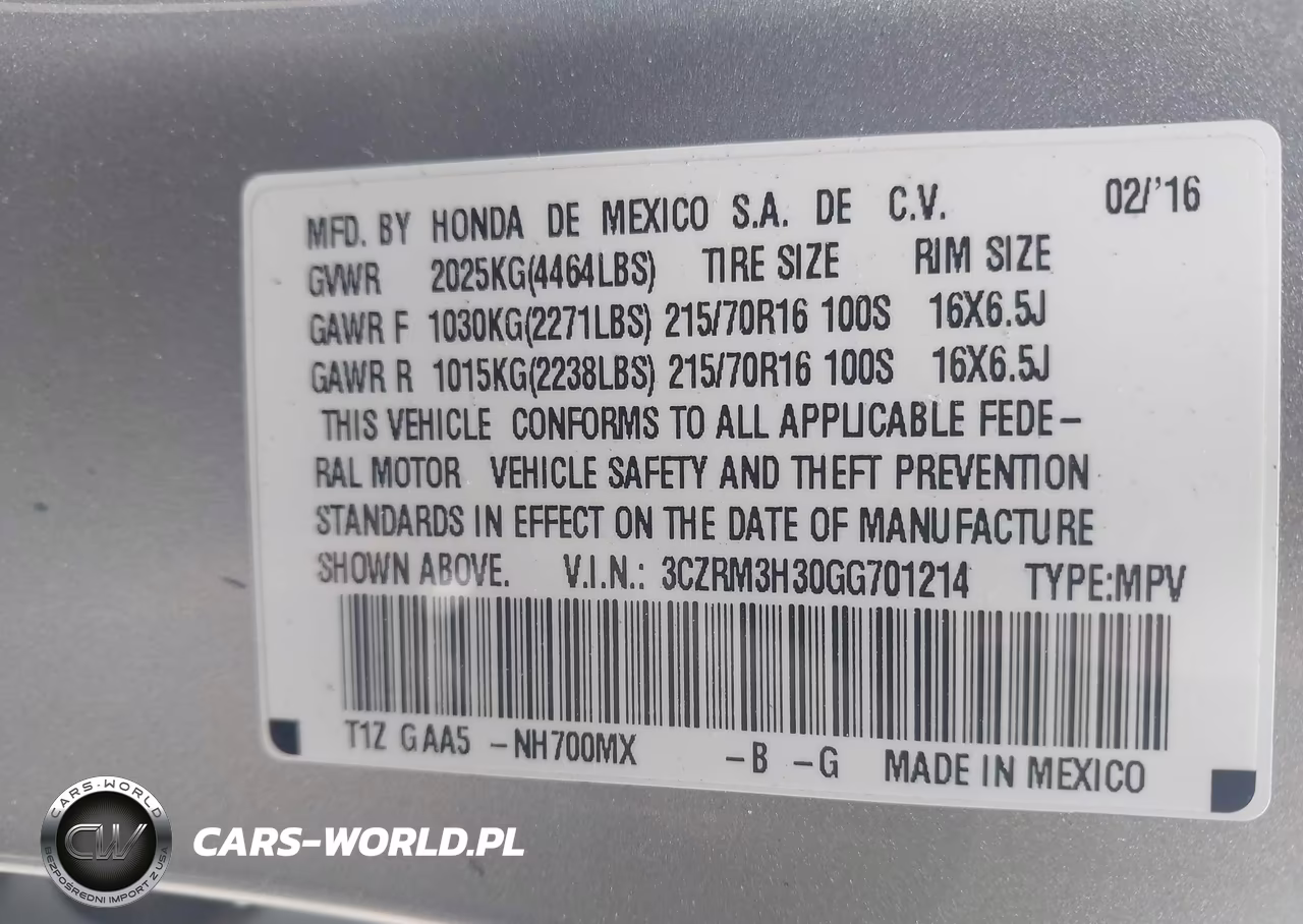 2016 Honda Cr-V Lx VIN:3CZRM3H30GG701214 - 9