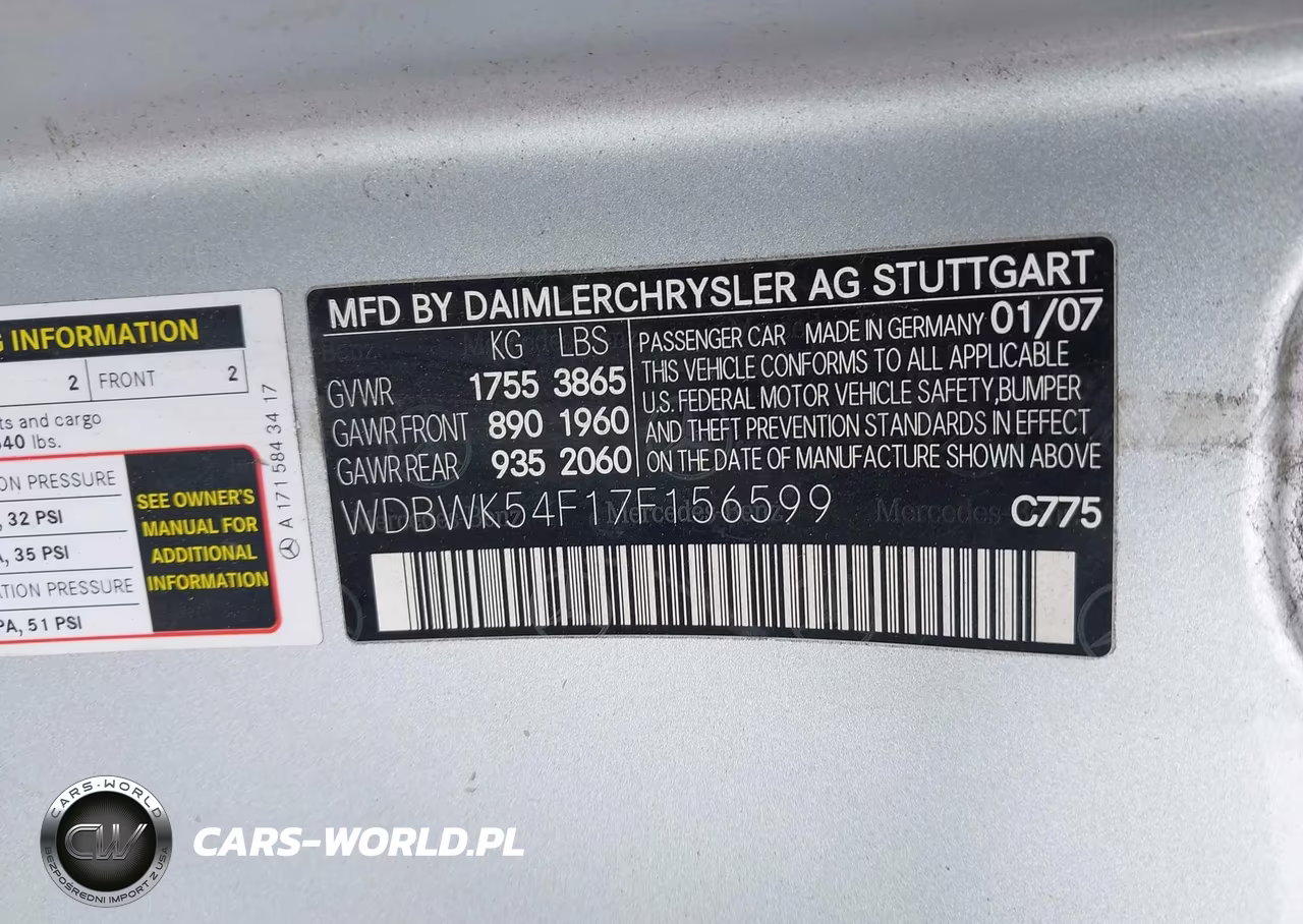 2007 Mercedes-Benz Slk 280 VIN:WDBWK54F17F156599 - 9