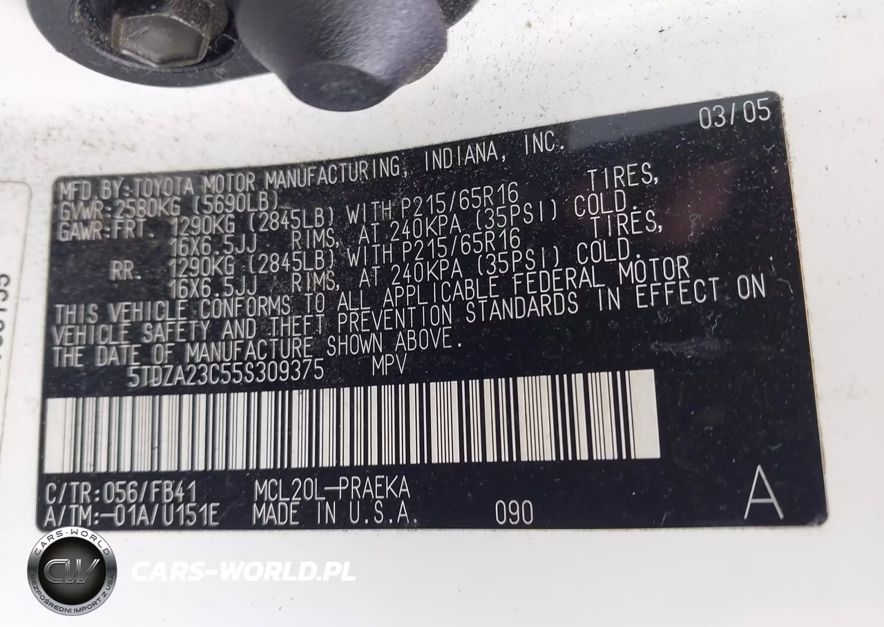 2005 Toyota Sienna Le VIN:5TDZA23C55S309375 - 9