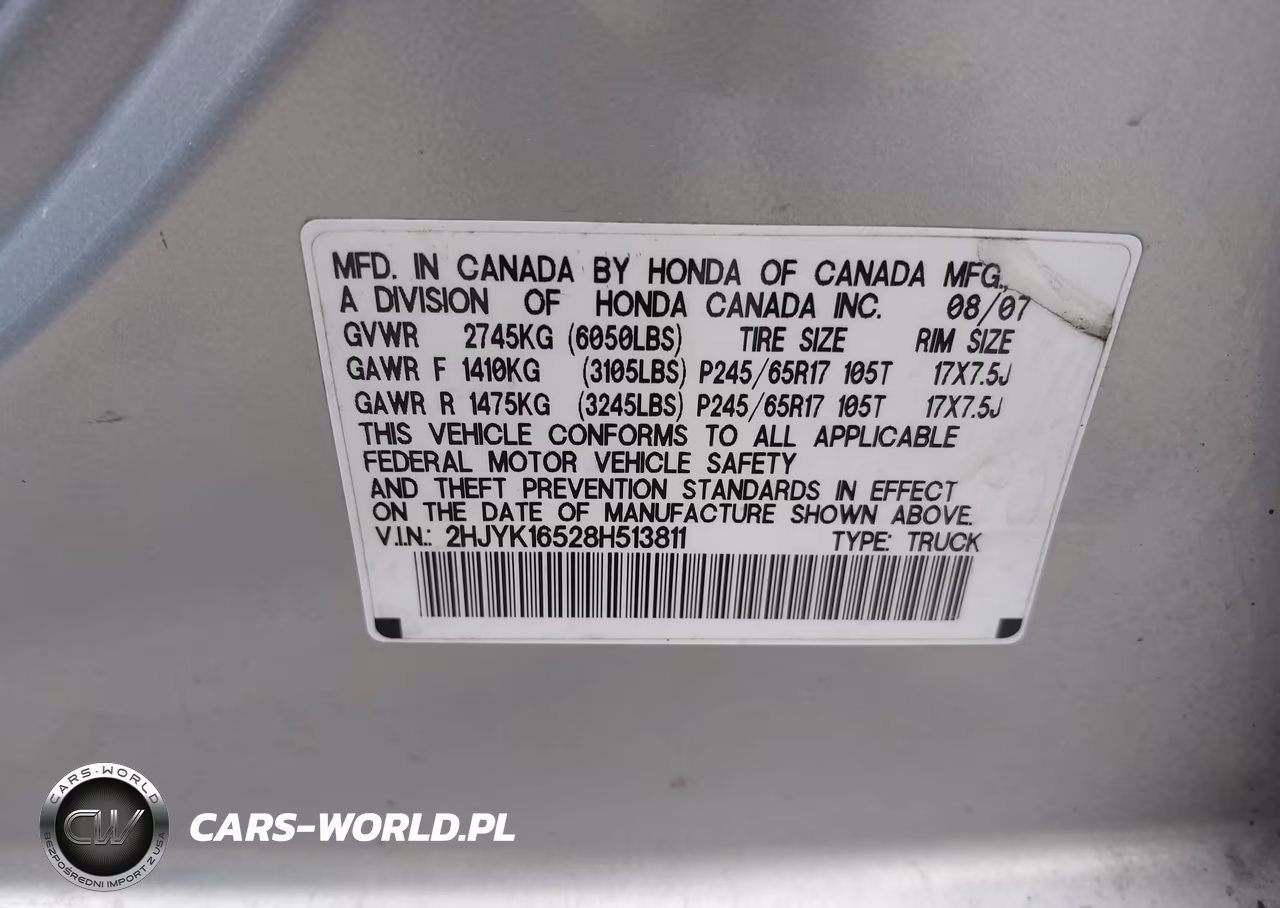 2008 Honda Ridgeline Rtl VIN:2HJYK16528H513811 - 9
