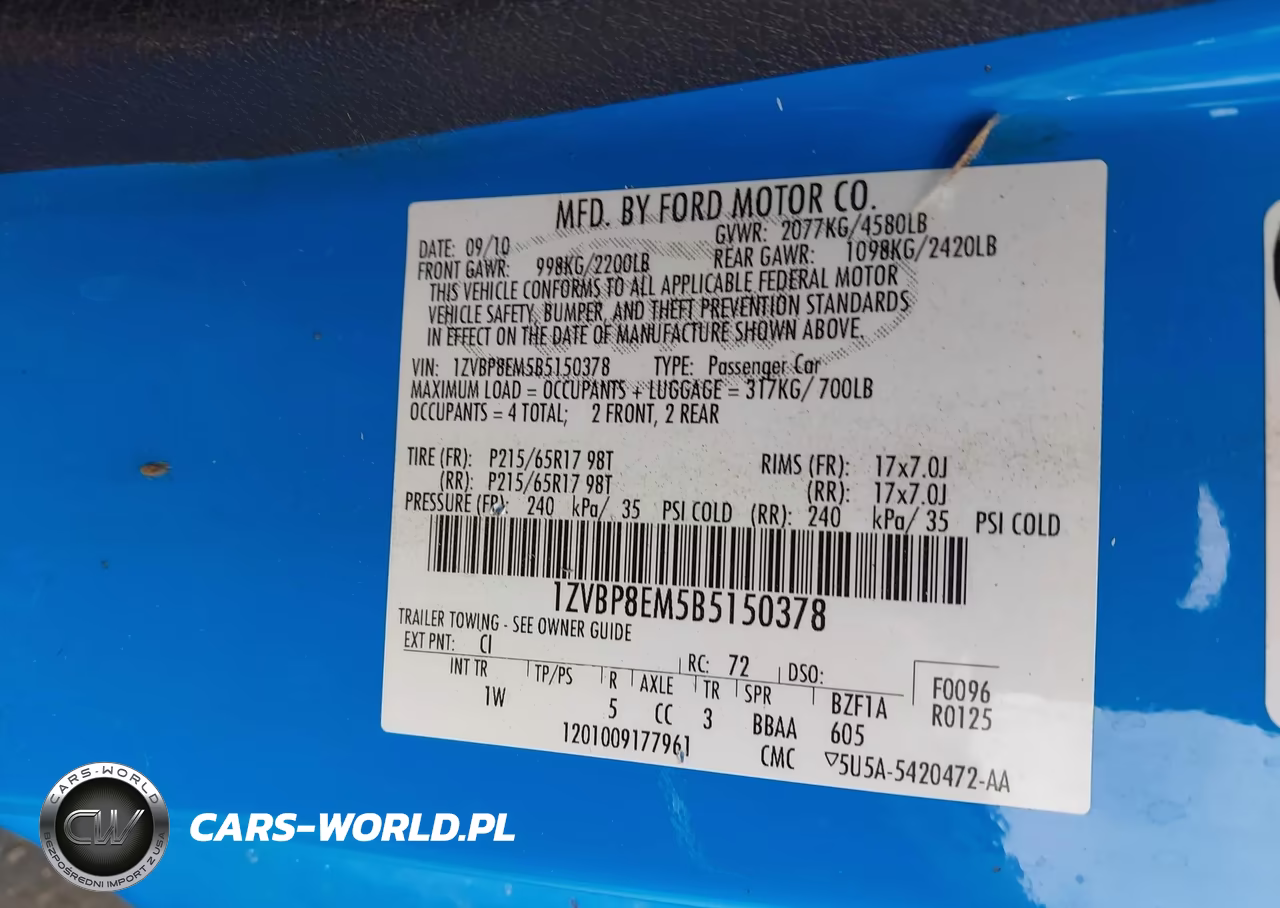 2011 Ford Mustang V6 VIN:1ZVBP8EM5B5150378 - 9