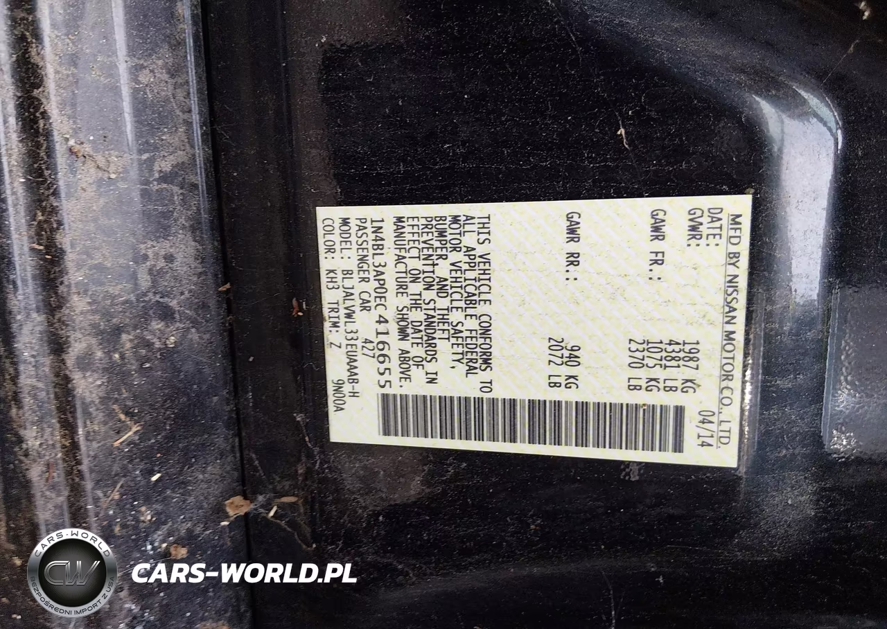 2014 Nissan Altima 3.5 Sl VIN:1N4BL3AP0EC416655 - 9