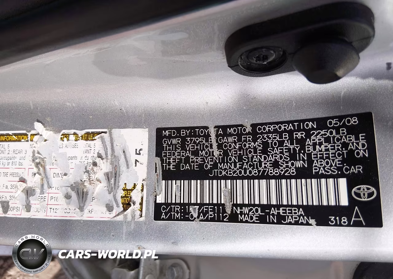 2008 Toyota Prius Standard VIN:JTDKB20U087788928 - 9