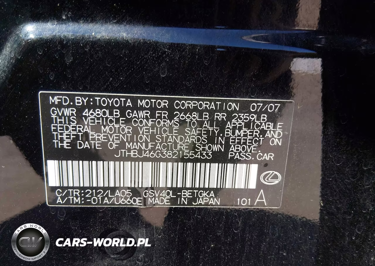 2008 Lexus Es 350 VIN:JTHBJ46G382155433 - 8