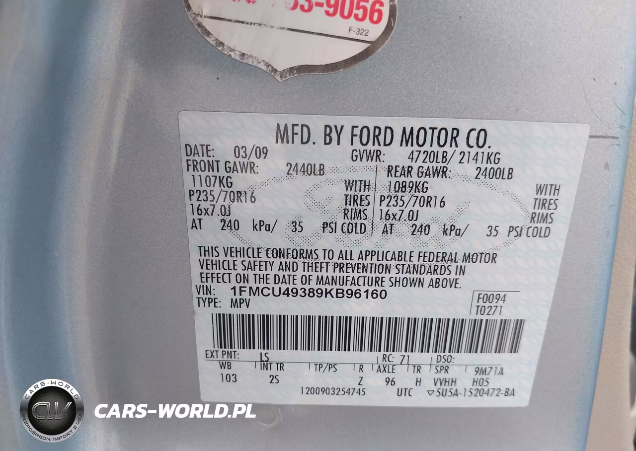2009 Ford Escape Hybrid VIN:1FMCU49389KB96160 - 9