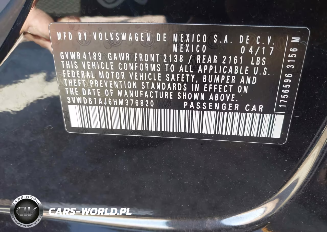 2017 Volkswagen Jetta 1.4T Se VIN:3VWDB7AJ6HM376820 - 9