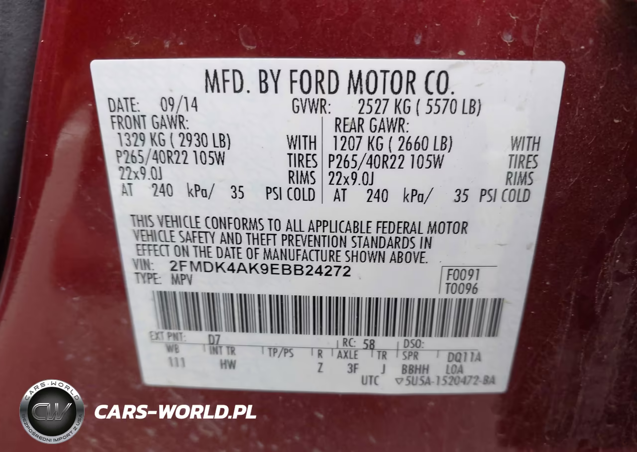 2014 Ford Edge Sport VIN:2FMDK4AK9EBB24272 - 9