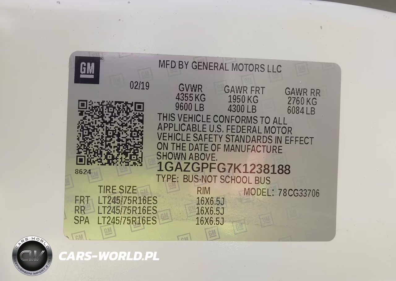 2019 Chevrolet Express 3500 Lt VIN:1GAZGPFG7K1238188 - 9