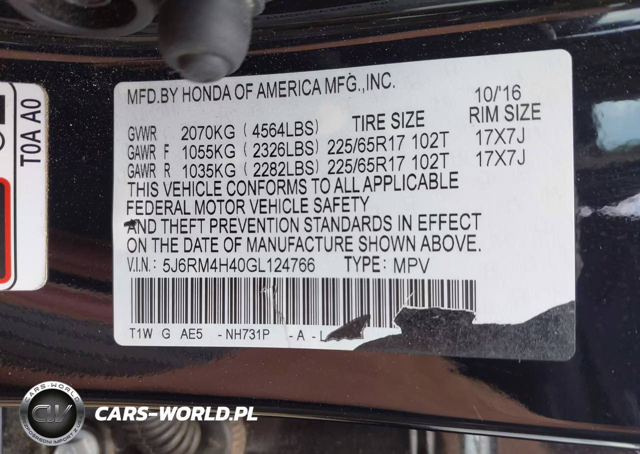 2016 Honda Cr-V Se VIN:5J6RM4H40GL124766 - 9
