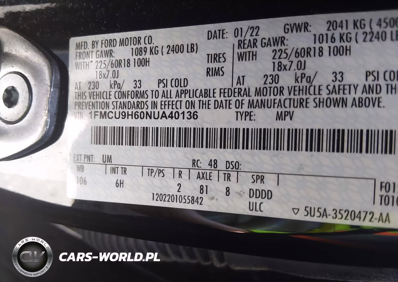 2022 Ford Escape Sel VIN:1FMCU9H60NUA40136 - 9