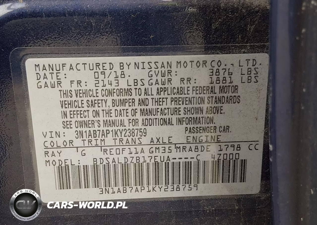 2019 Nissan Sentra Sv VIN:3N1AB7AP1KY238759 - 9