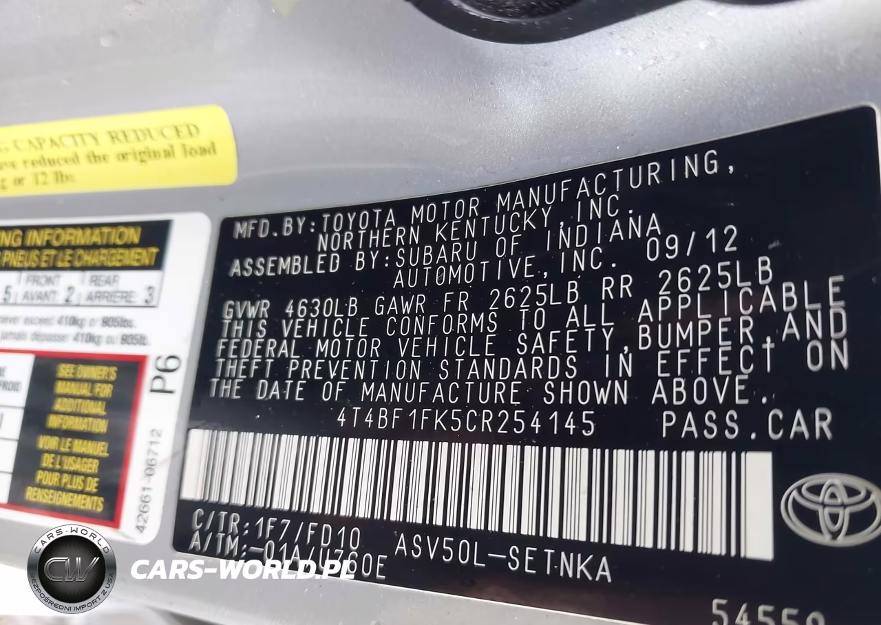 2012 Toyota Camry Le VIN:4T4BF1FK5CR254145 - 9