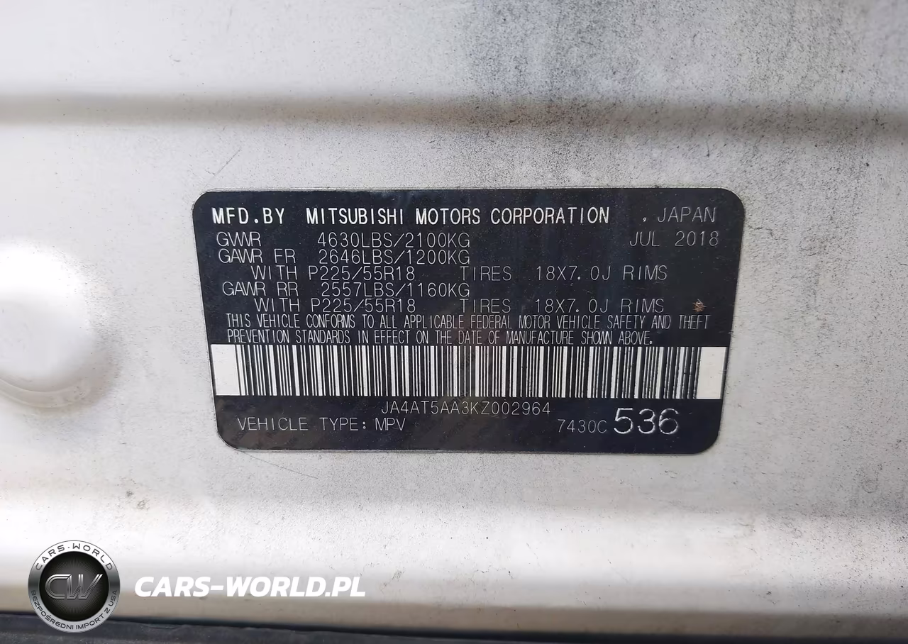 2019 Mitsubishi Eclipse Cross Se VIN:JA4AT5AA3KZ002964 - 9