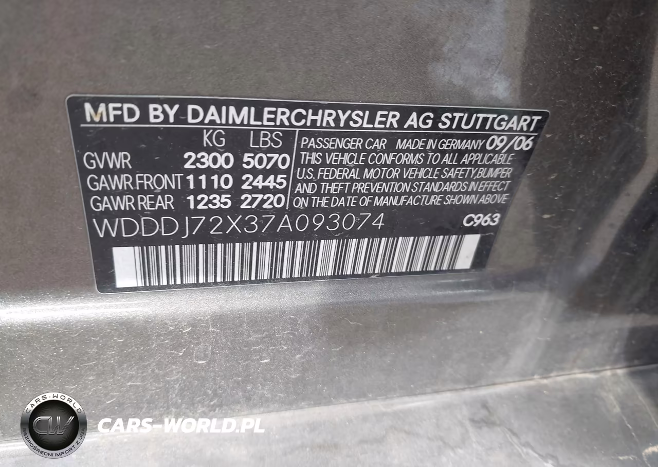 2007 Mercedes-Benz Cls 550 VIN:WDDDJ72X37A093074 - 9
