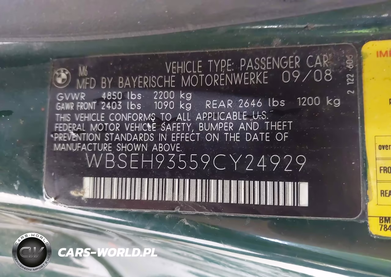 2009 BMW M6 VIN:WBSEH93559CY24929 - 9