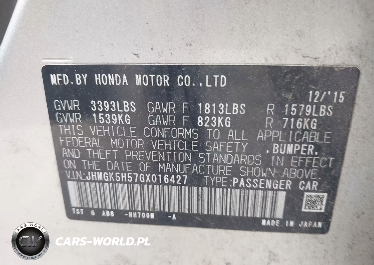 2016 Honda Fit Lx VIN:JHMGK5H57GX016427 - 9