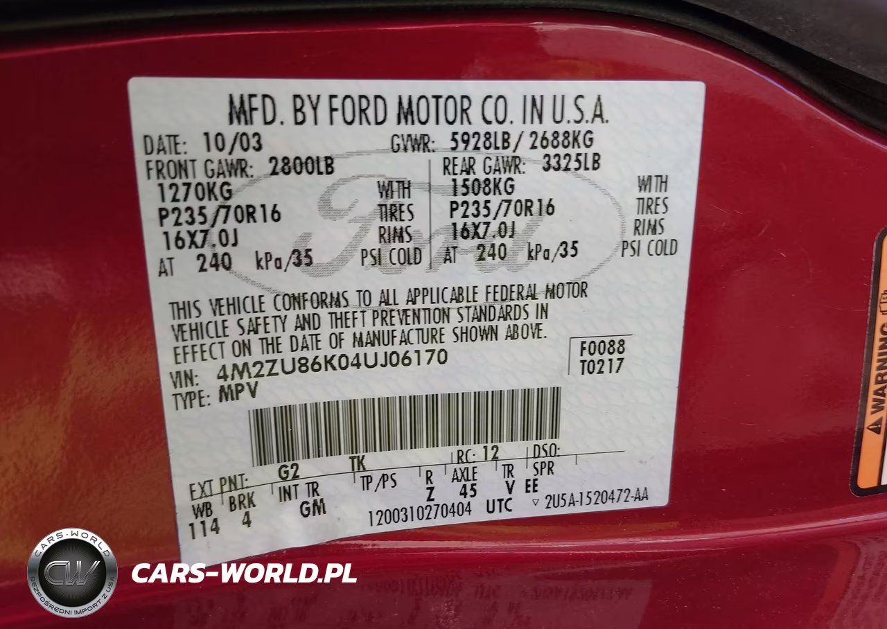 2004 Mercury Mountaineer VIN:4M2ZU86K04UJ06170 - 9