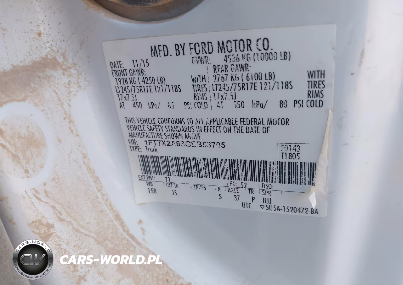 2016 Ford F-250 Xl VIN:1FT7X2A63GEB53705 - 9