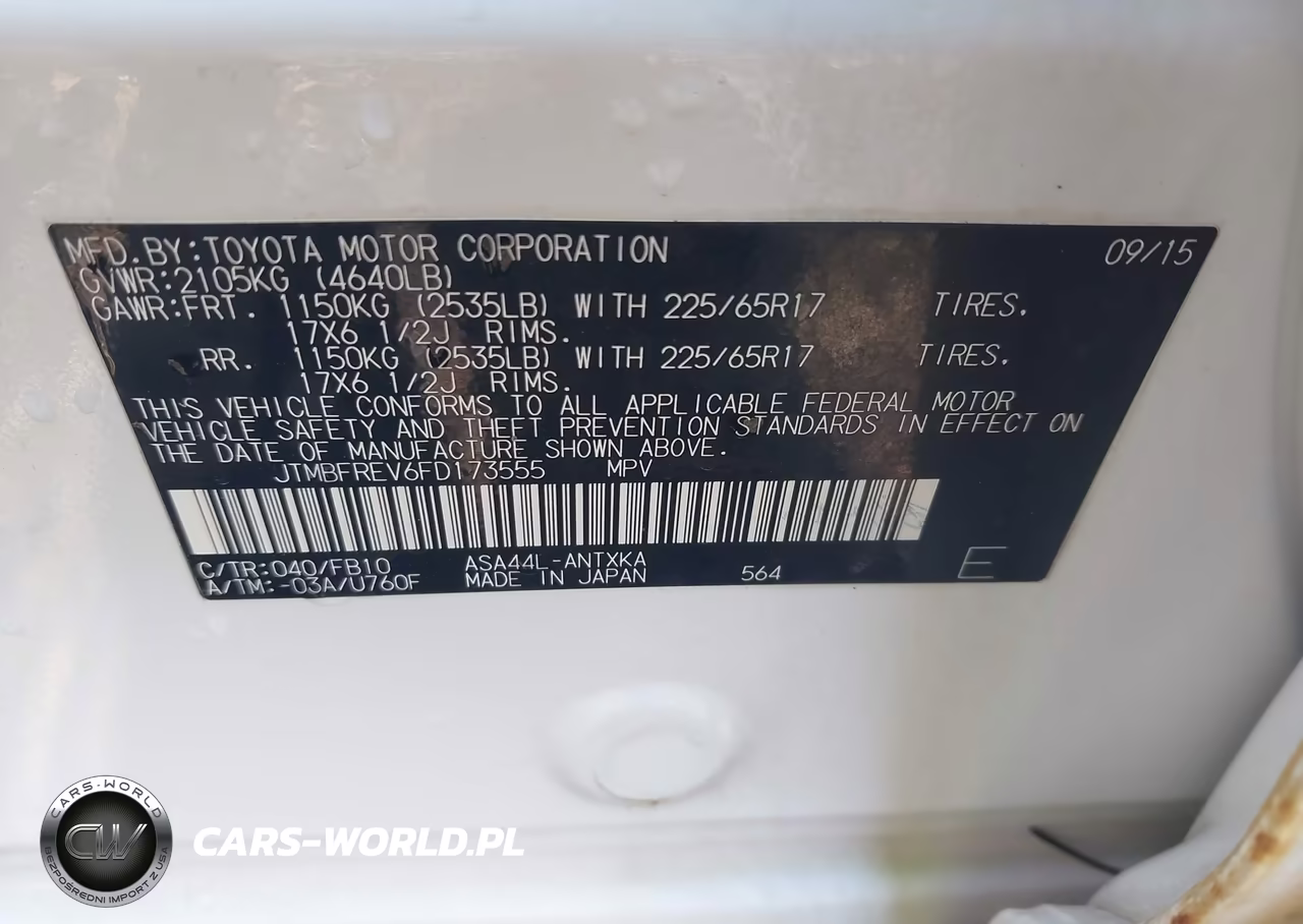 2015 Toyota Rav4 Le VIN:JTMBFREV6FD173555 - 9