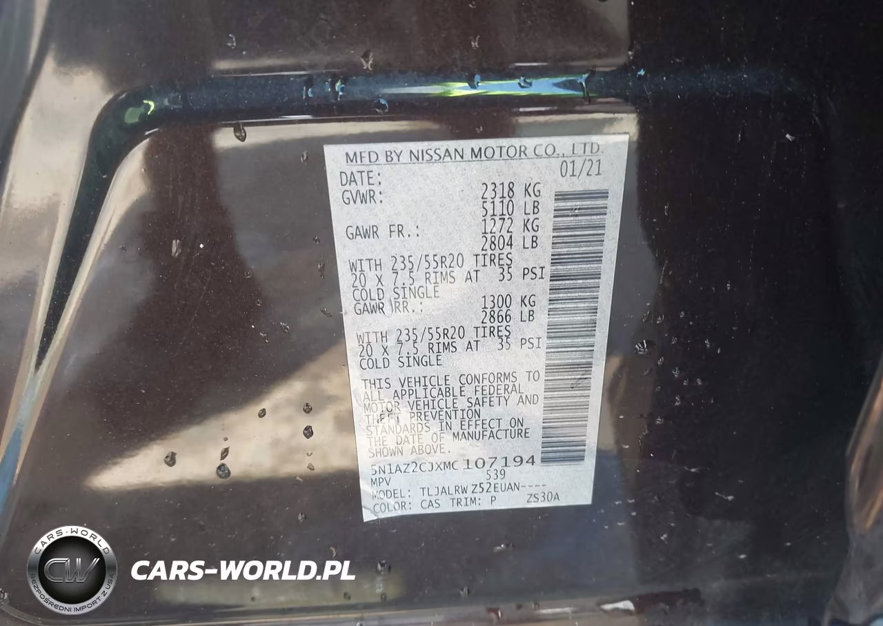 2021 Nissan Murano Sl Fwd VIN:5N1AZ2CJXMC107194 - 9
