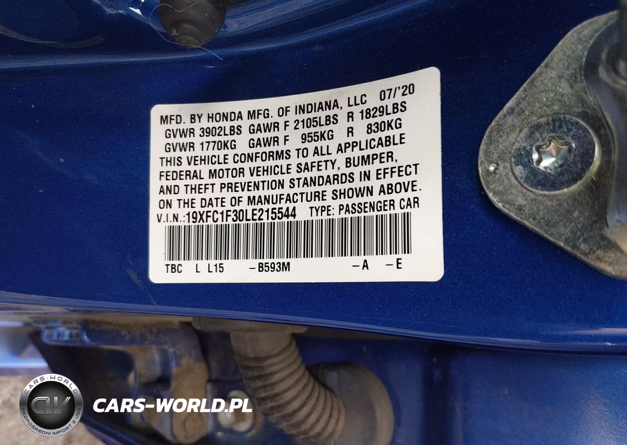 2020 Honda Civic Ex VIN:19XFC1F30LE215544 - 9