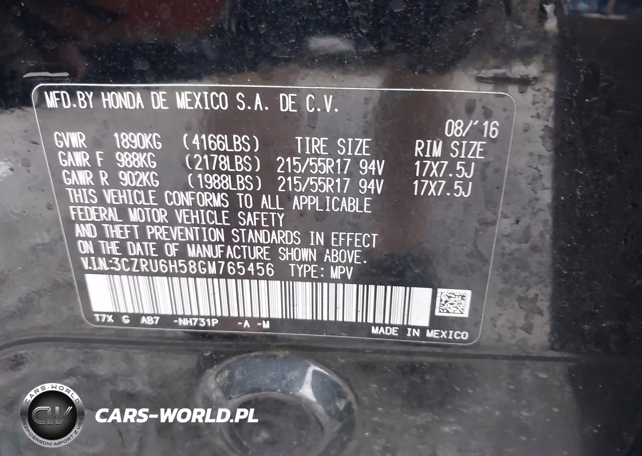 2016 Honda Hr-V Ex VIN:3CZRU6H58GM765456 - 9