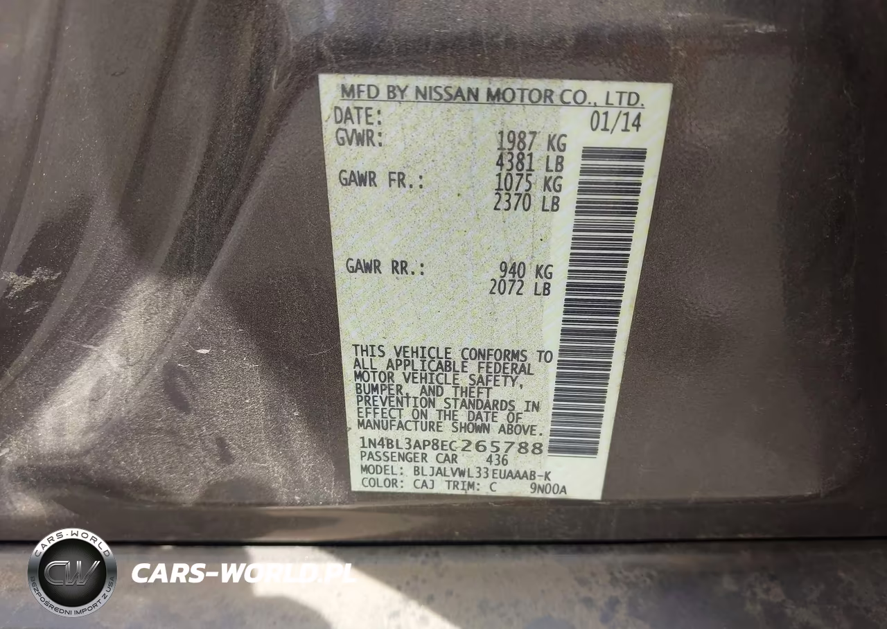 2014 Nissan Altima 3.5 Sl VIN:1N4BL3AP8EC265788 - 9