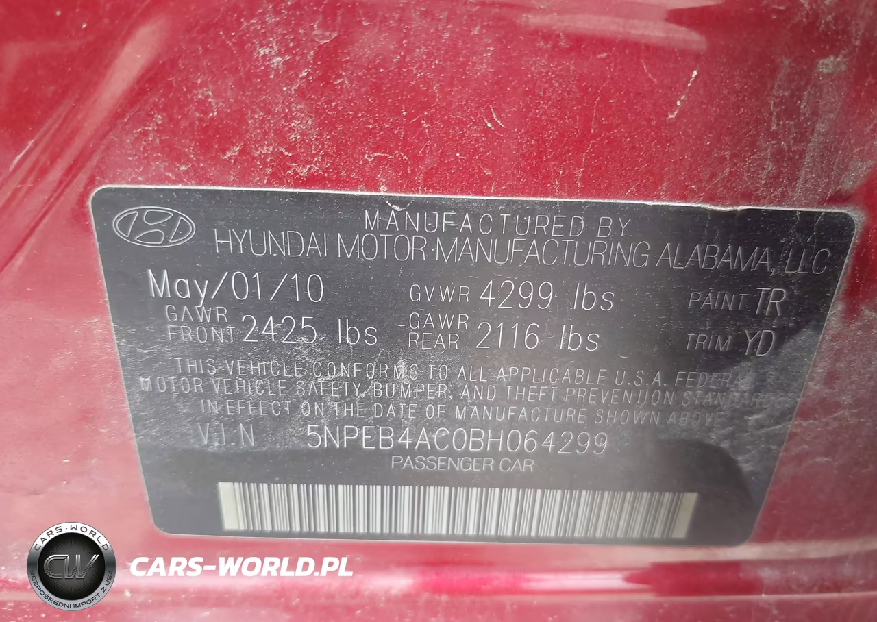 2011 Hyundai Sonata Gls VIN:5NPEB4AC0BH064299 - 9